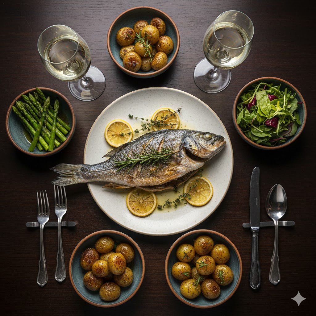 Mesa con plato principal